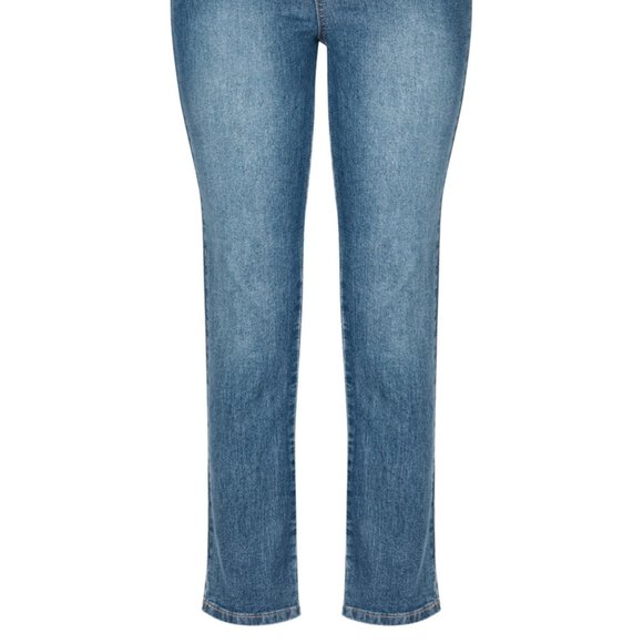 Women's Rockmans Blue Mid Wash Full Length Comfort Waist Short Jeans Size 10 - Picture 8 of 11